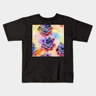 Watercolor succulent pattern Kids T-Shirt